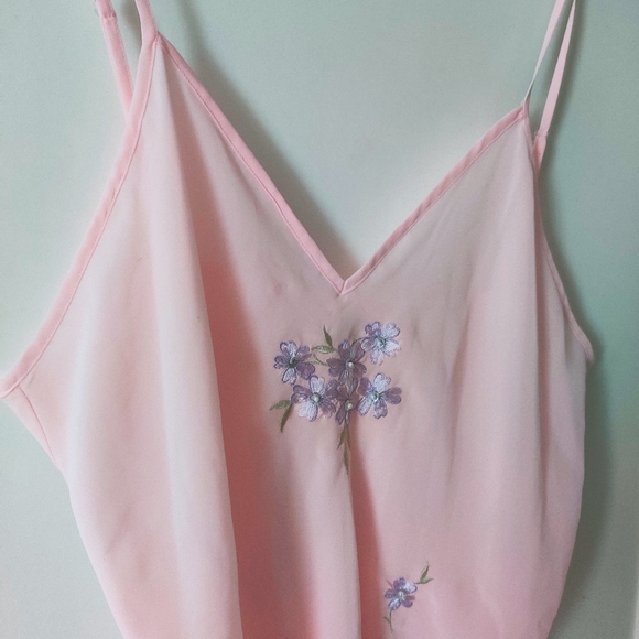 🧸 SOLD 🧸Baby Pink Cottagecore Floral Chiffon Top - Picture 2 of 11